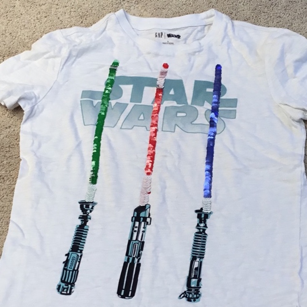Boys white Star Wars t-shirt with flip sequins